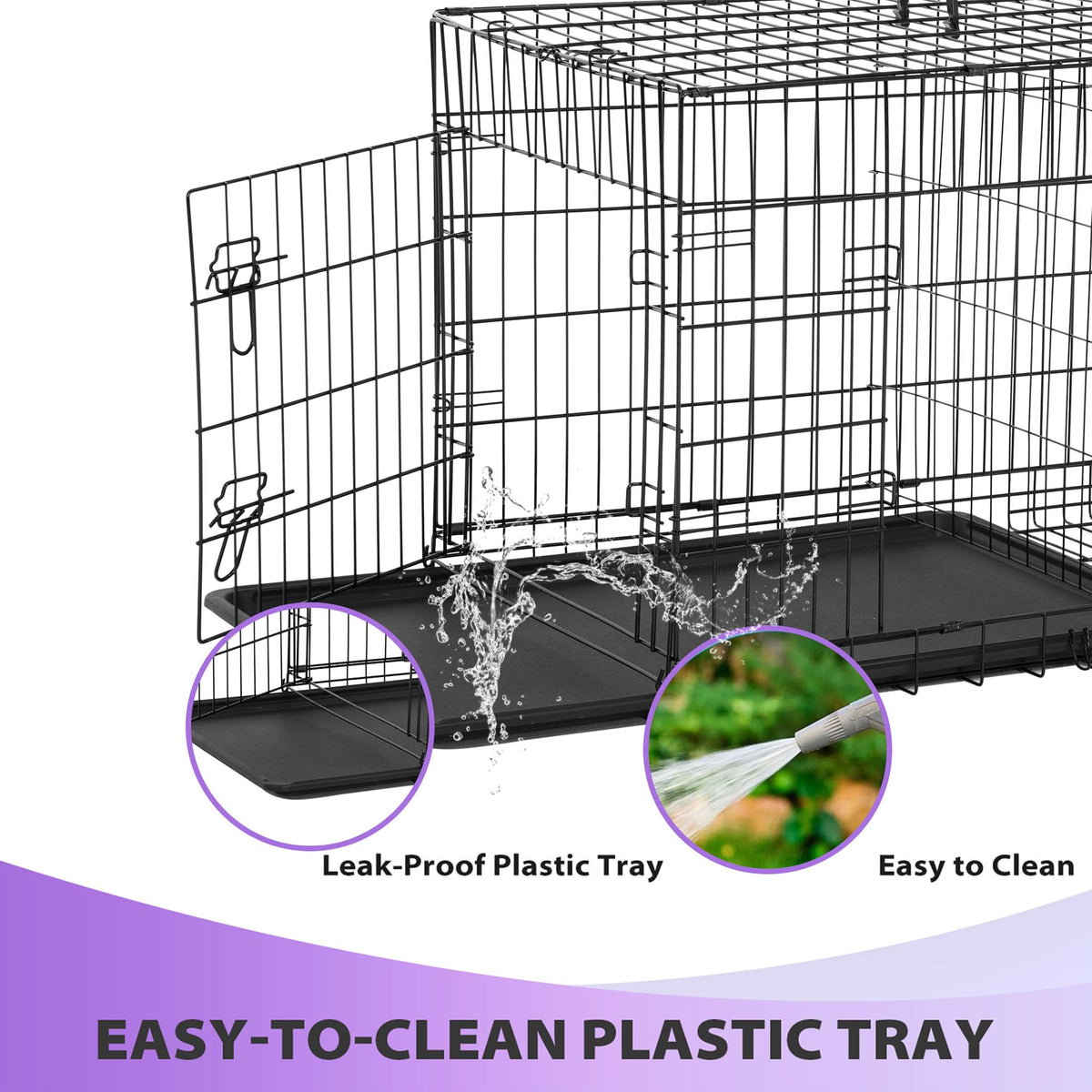 Black Foldable Metal Dog Crate G58696
