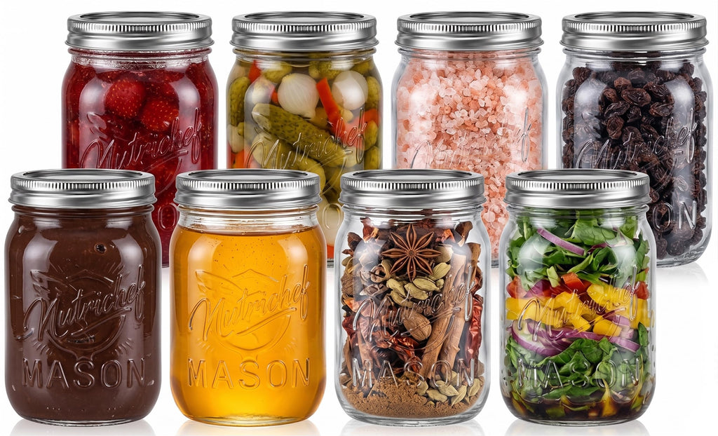 8-Pack 16 oz Glass Mason Jars with Lids T569