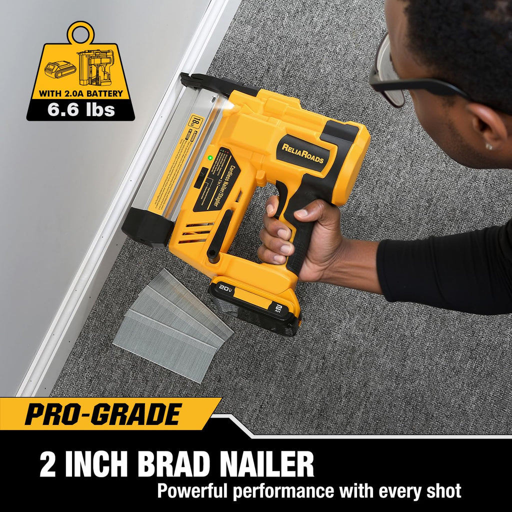 2" Cordless Brad Nailer 18GA Battery Powered Nail Gun with Toolbag R2332