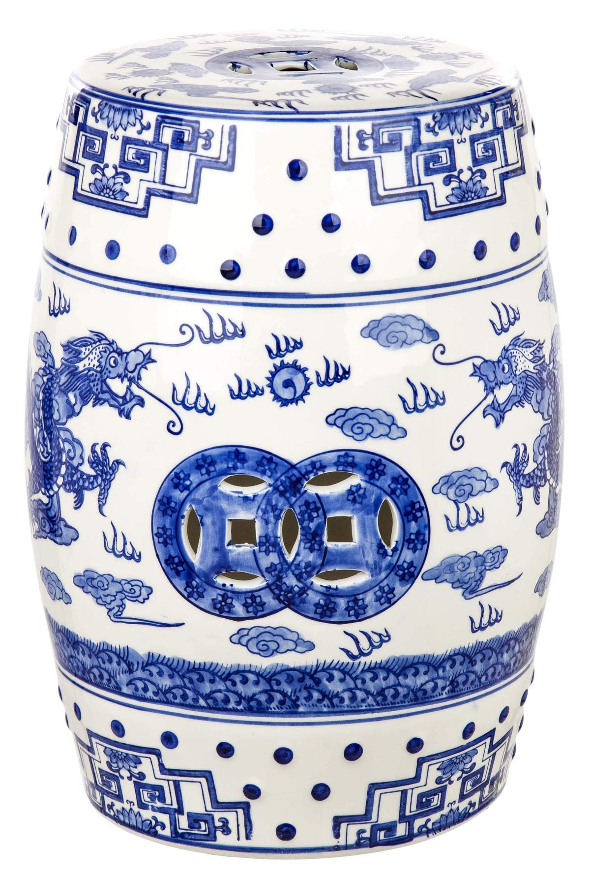 Blue Ceramic Garden Stool Q65668