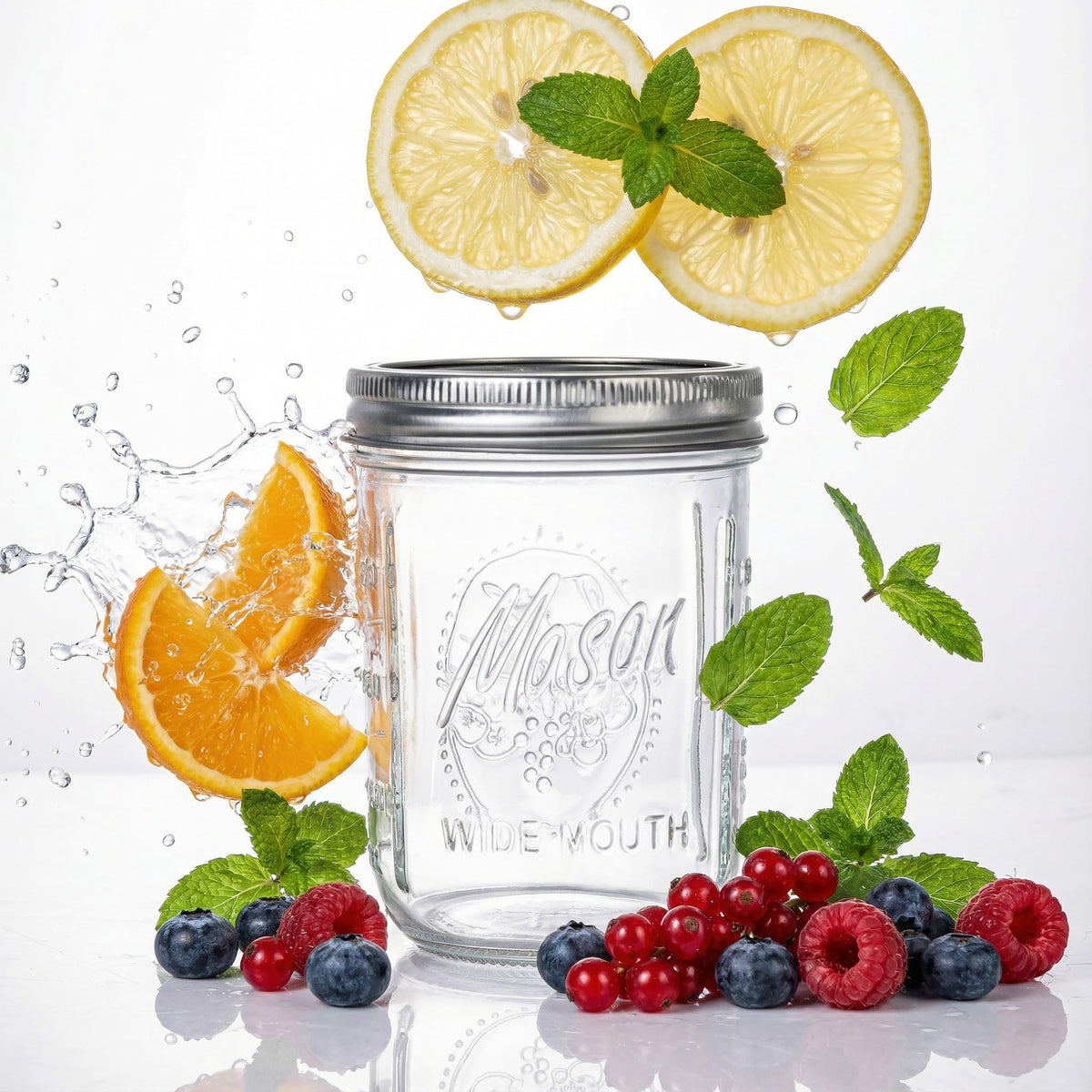 12 Pack 16 oz Wide Mouth Glass Mason Jars with Lids W616579