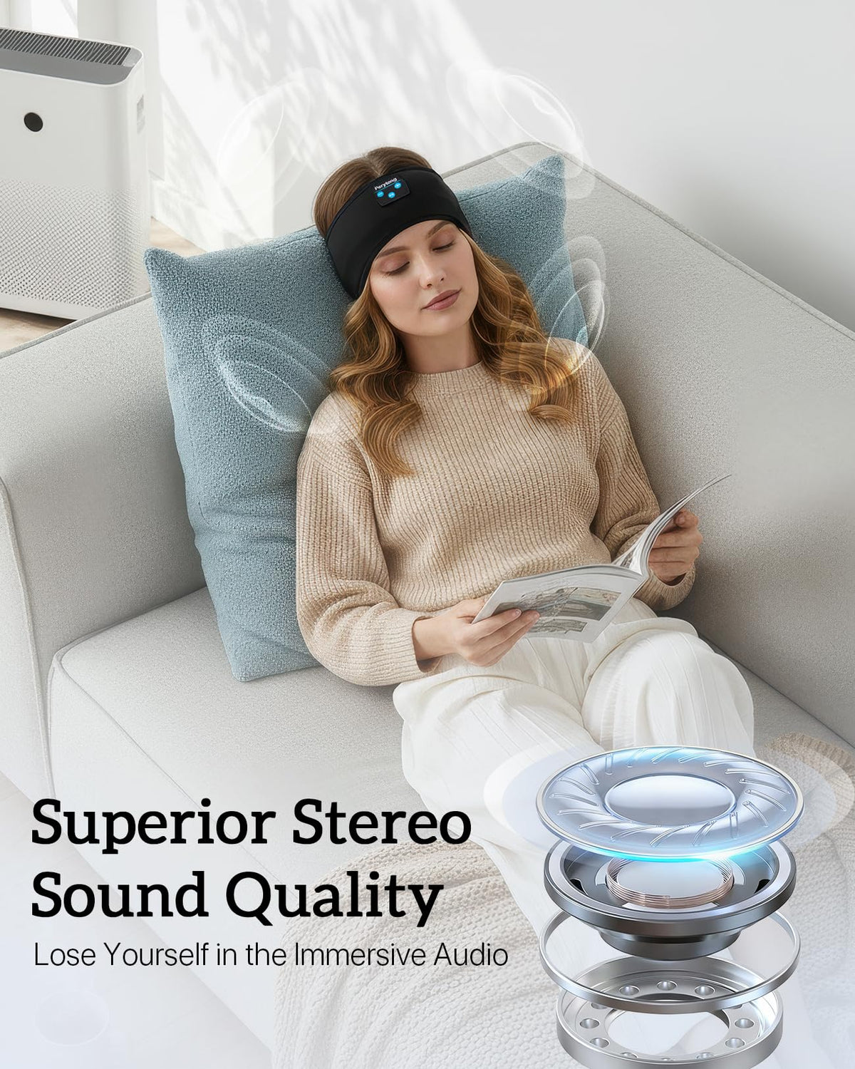 Bluetooth Sleep Headphones with Ultra-Thin Stereo Speakers J482