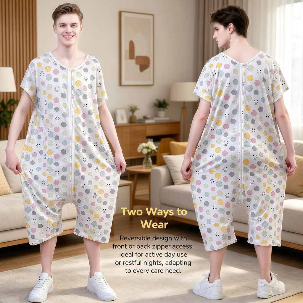 Reversible Incontinence Jumpsuit with Zipper D423