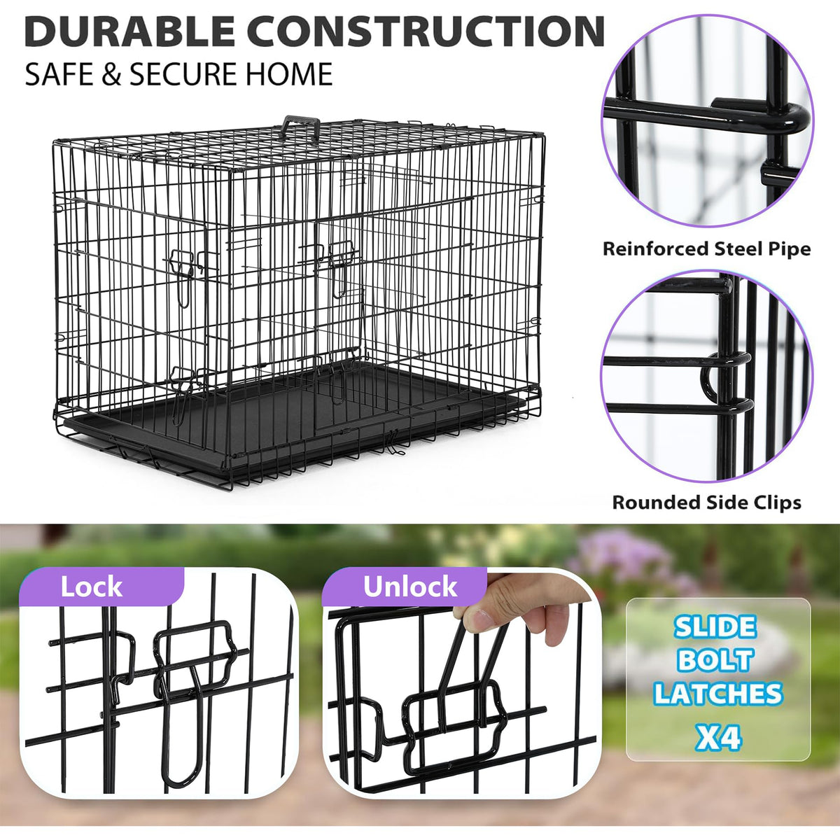 Black Foldable Metal Dog Crate G58696