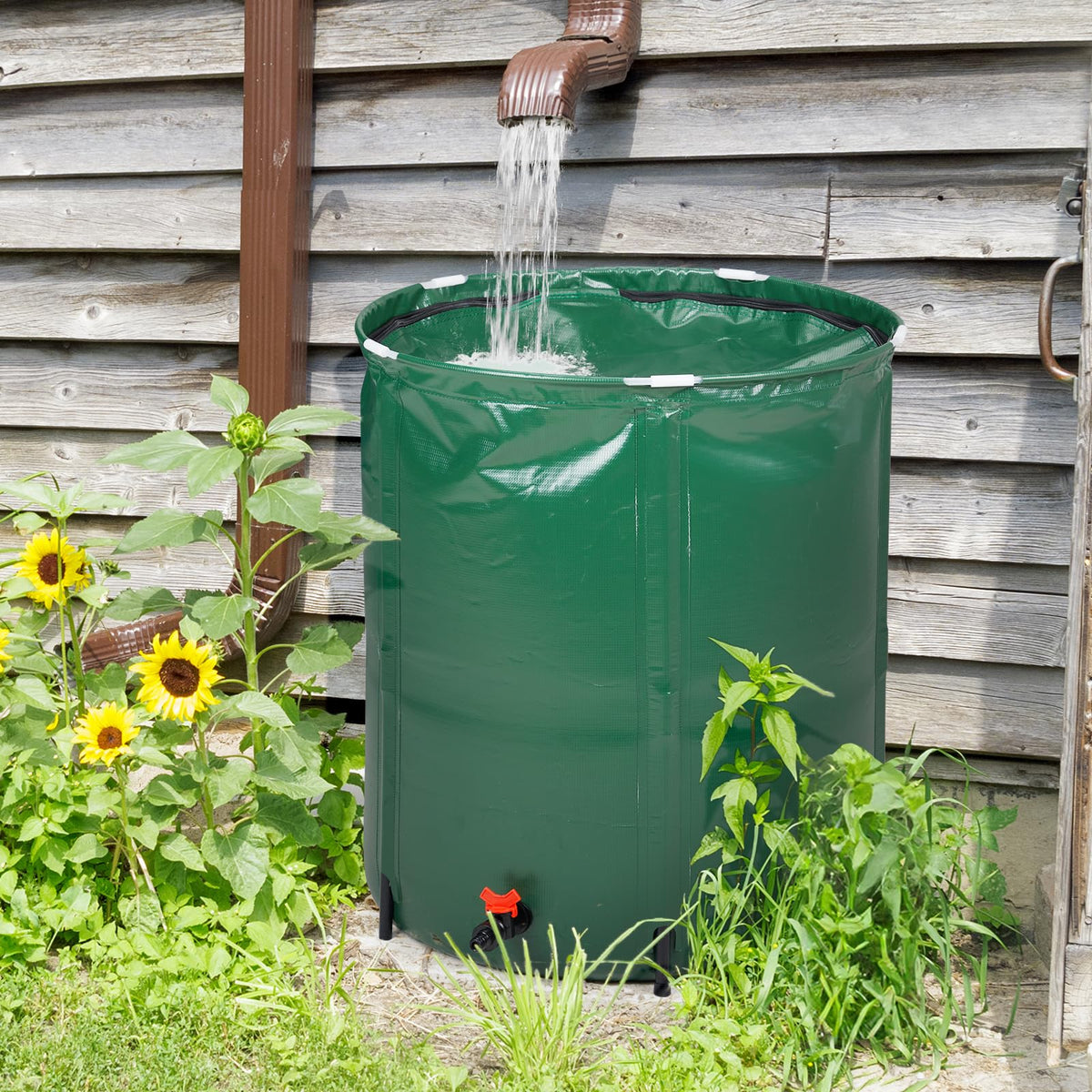 50 Gallon Portable Folding Rain Barrel with Spigots N78852