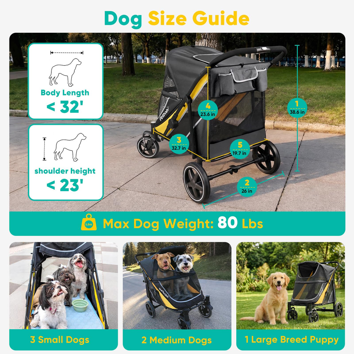 Dog Stroller for Large Medium Dogs up to 80 lbs L204094