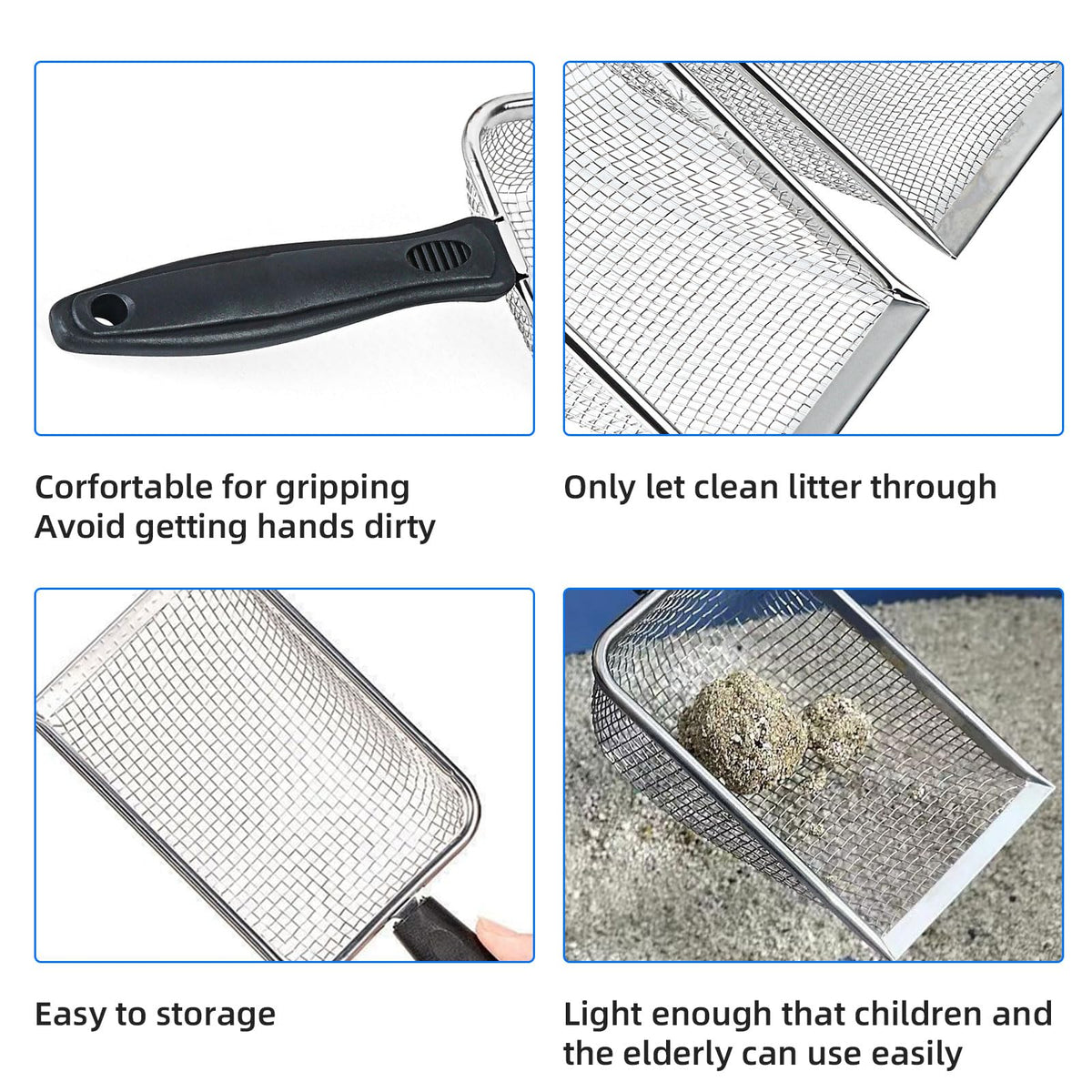 Stainless Steel Mesh Cat Litter Scoop 2.8mm Hole X72091