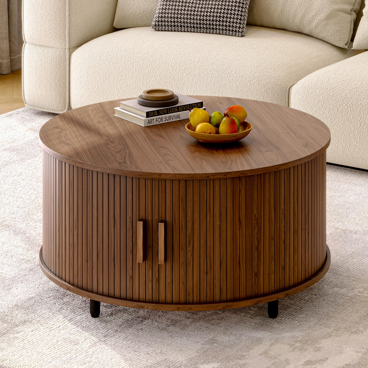 31.5" Round Coffee Table with Storage Q1145