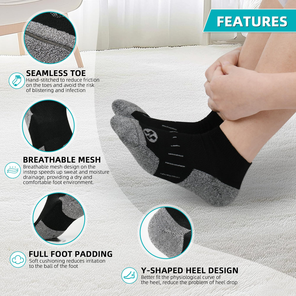 Diabetic Socks for Men, 10 Pairs Ankle & Low Cut Size 9-15 U40821