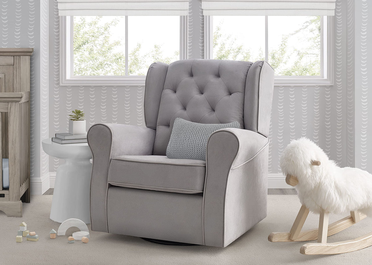 Dove Grey Upholstered Swivel Rocker Chair H934038