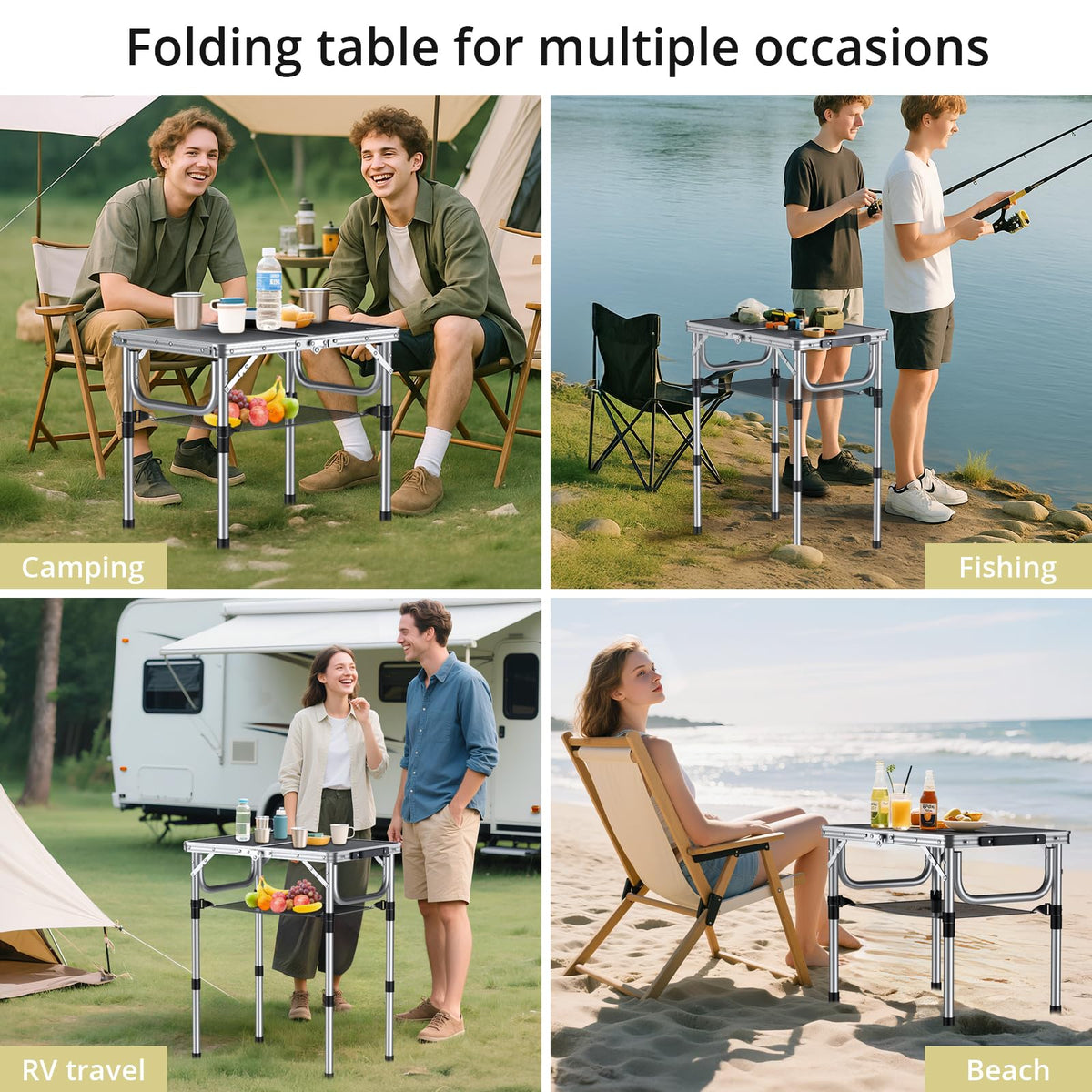 Folding Camping Table 24"X 16" Adjustable Height M279