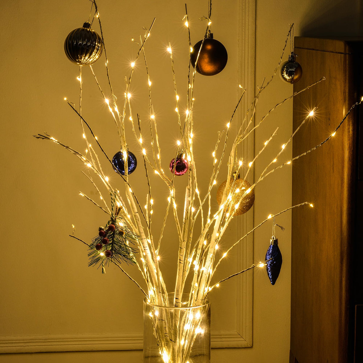 Lighted Birch White Tree Branches 33IN 180LED with Timer F638130