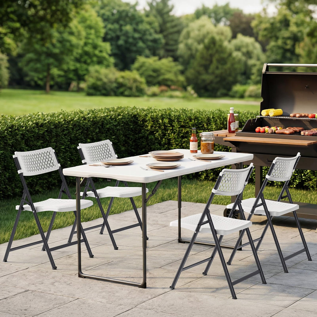 White 4-Pack Folding Chairs with Steel Frame W42989
