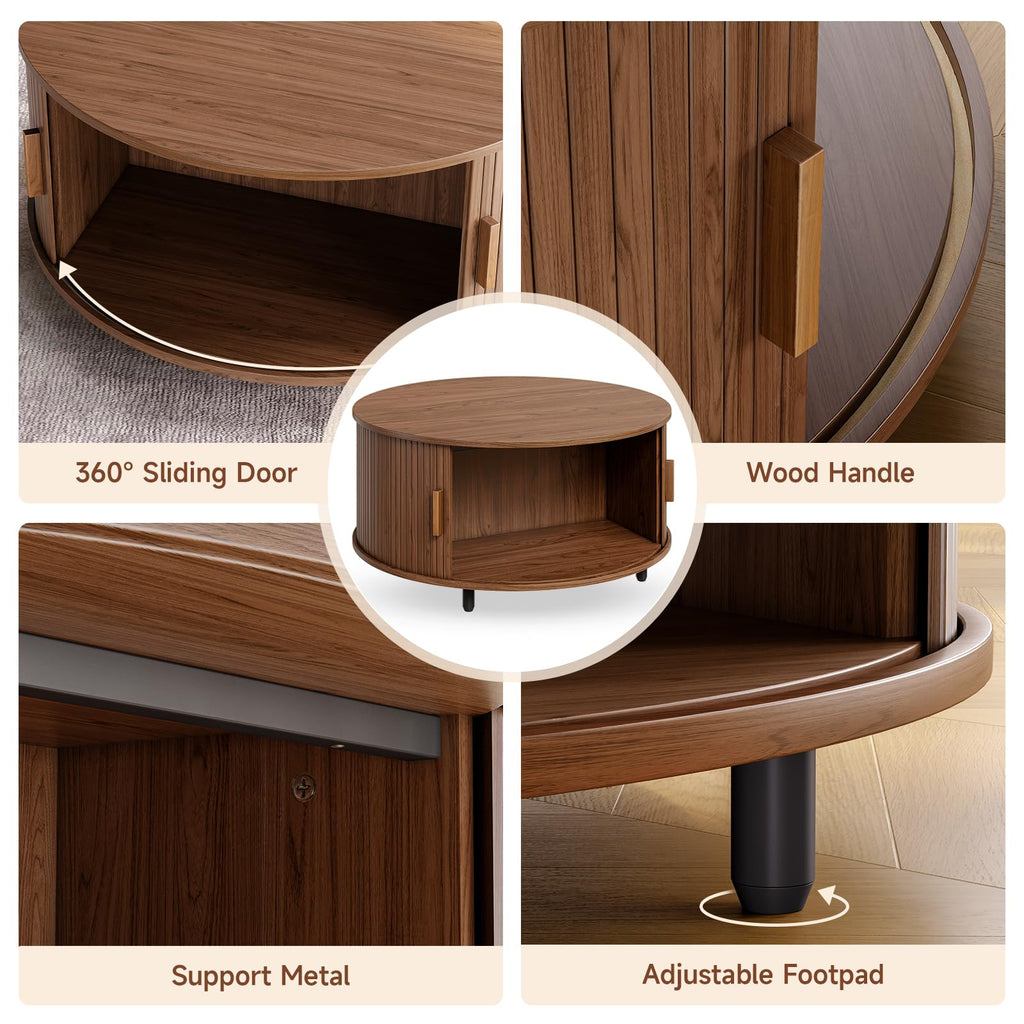 31.5" Round Coffee Table with Storage Q1145