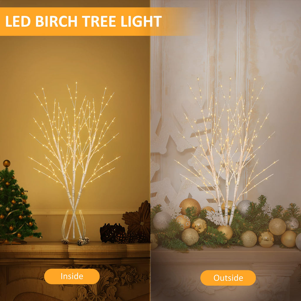 Lighted Birch White Tree Branches 33IN 180LED with Timer F638130