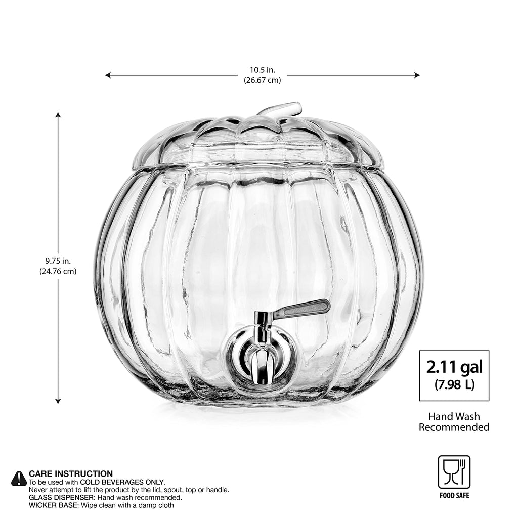 2.11 Gallon Clear Glass Beverage Dispenser with Stainless Steel Spigot H990203