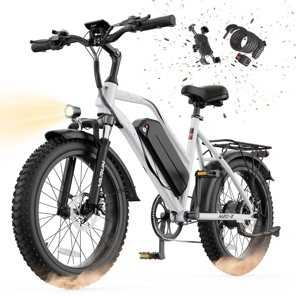1000W Peak Motor 60+ Miles Fat Tire Electric Bike with 48V 13Ah Removable Battery U312393