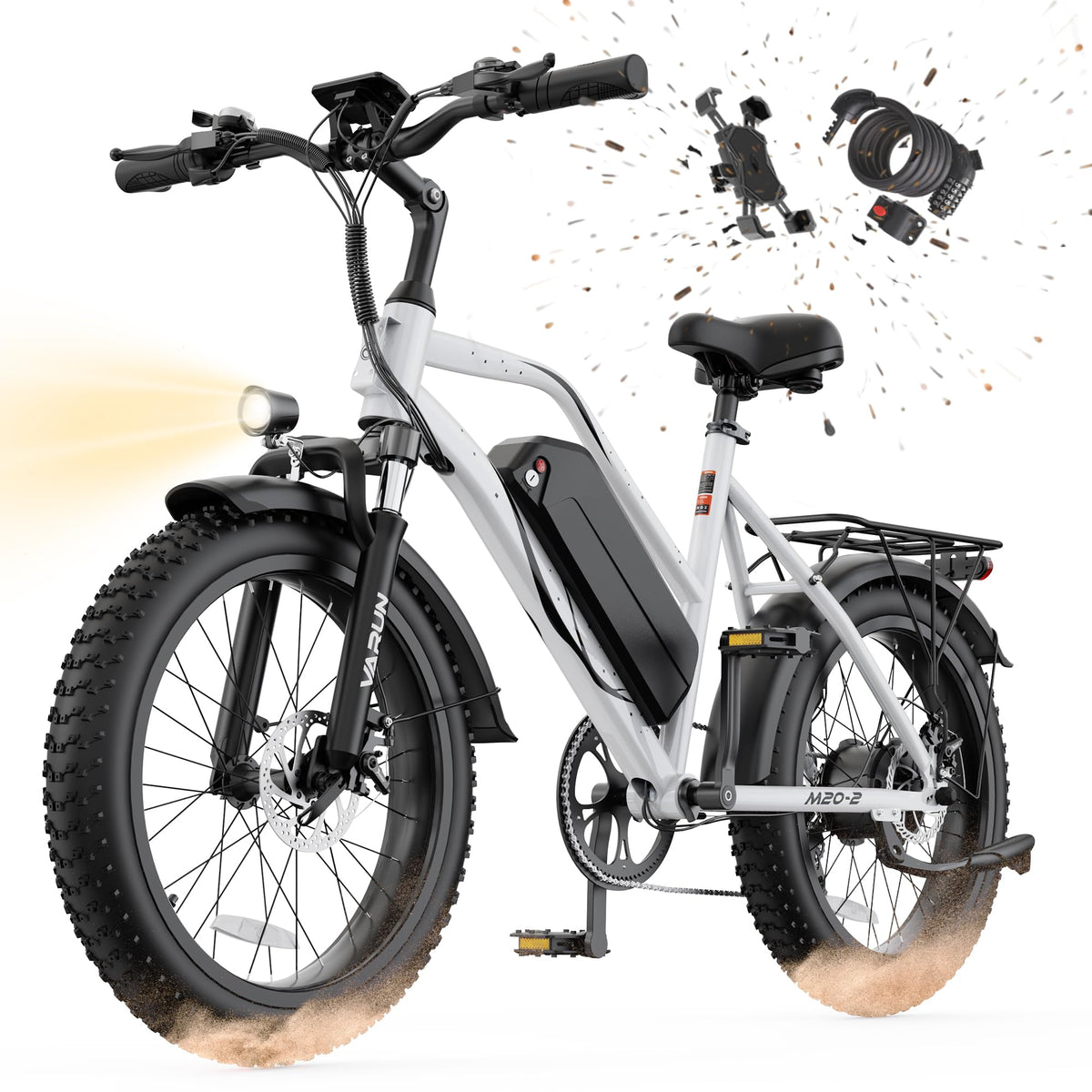 1000W Peak Motor 60+ Miles Fat Tire Electric Bike with 48V 13Ah Removable Battery U312393