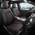 Black and Red Thick Nappa Leather Car Seat Covers Set of 2 G76485