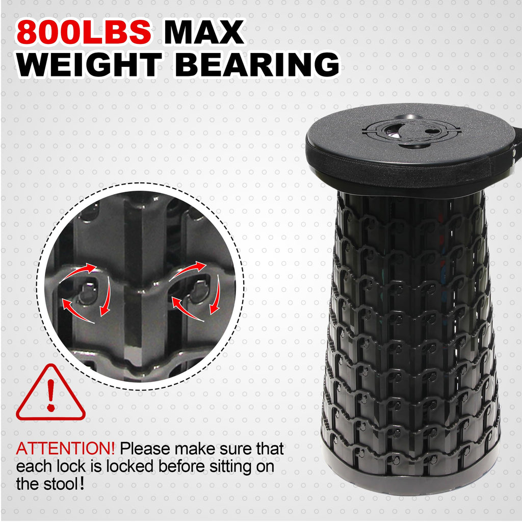 18" Collapsible Heavy Duty Portable Folding Camping Stool Black H796063