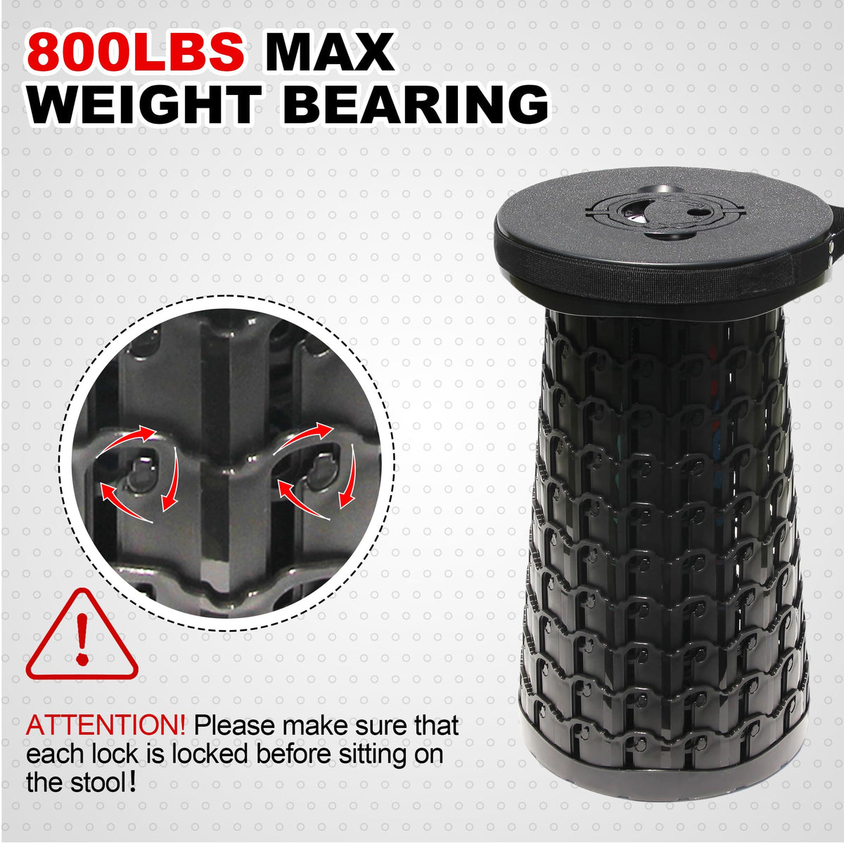 18" Collapsible Heavy Duty Portable Folding Camping Stool Black H796063