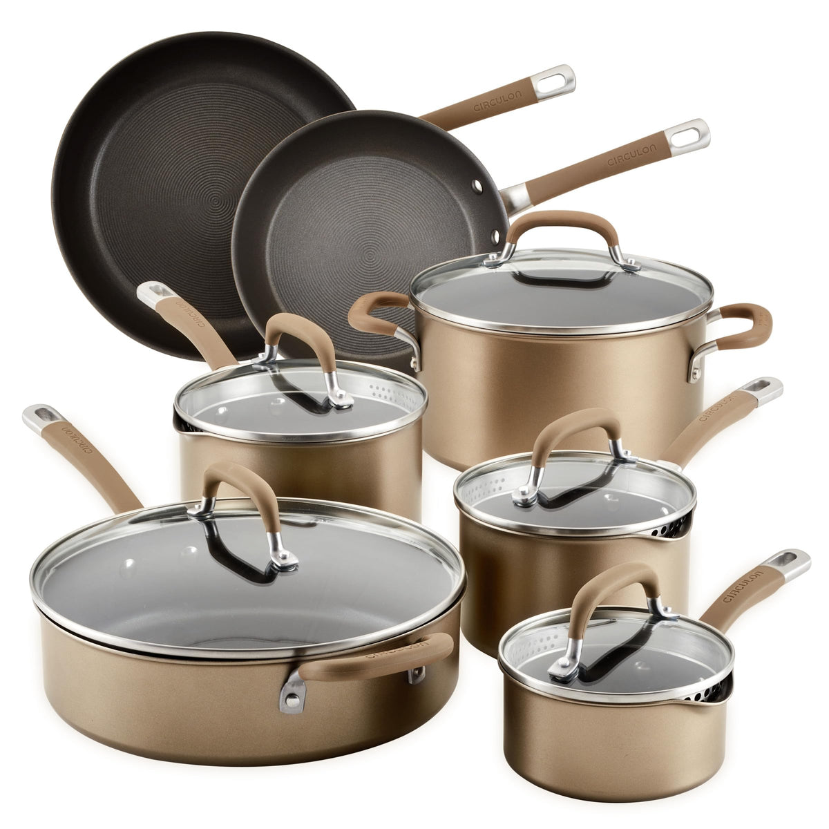 Bronze 12-Piece Induction Pots and Pans Set W253573