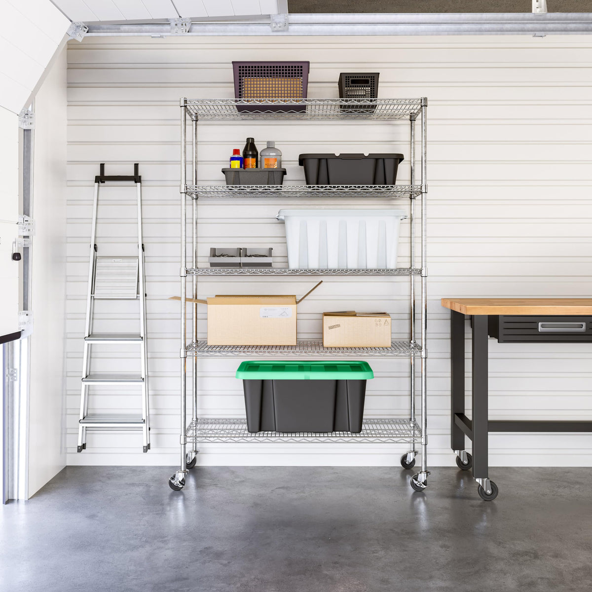 5-Tier Solid Steel Wire Shelving Rack I695