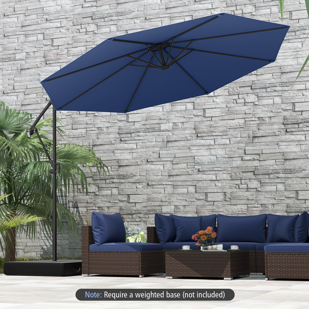 10 FT Navy Offset Cantilever Umbrella T73358