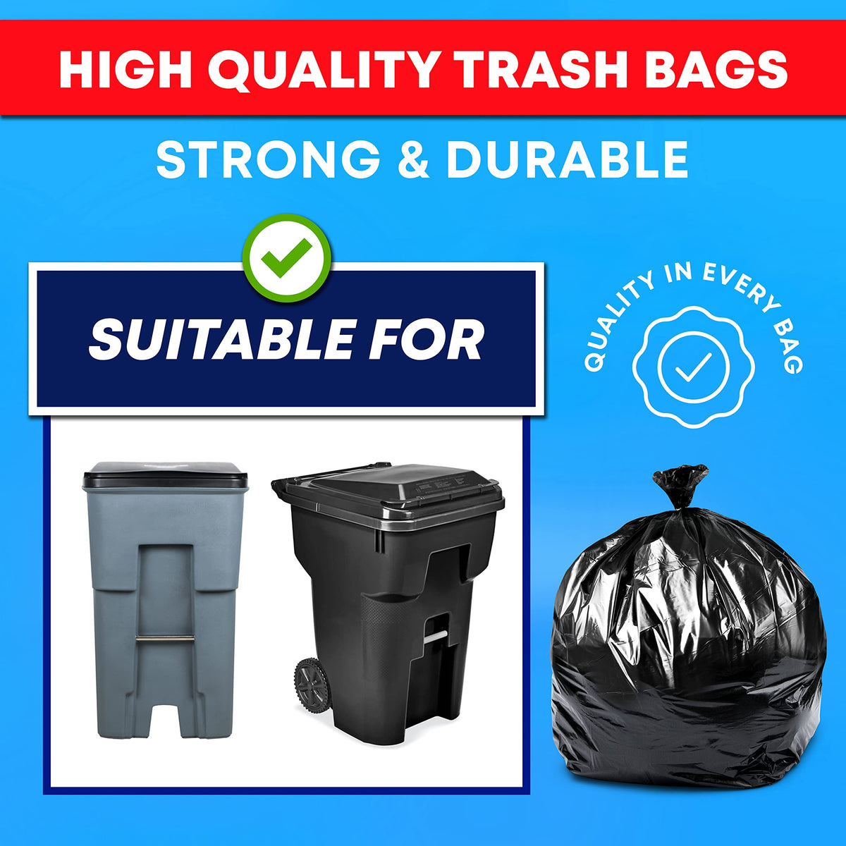 95 Gallon 2 Mil Heavy Duty Trash Bags 25 Count H5092