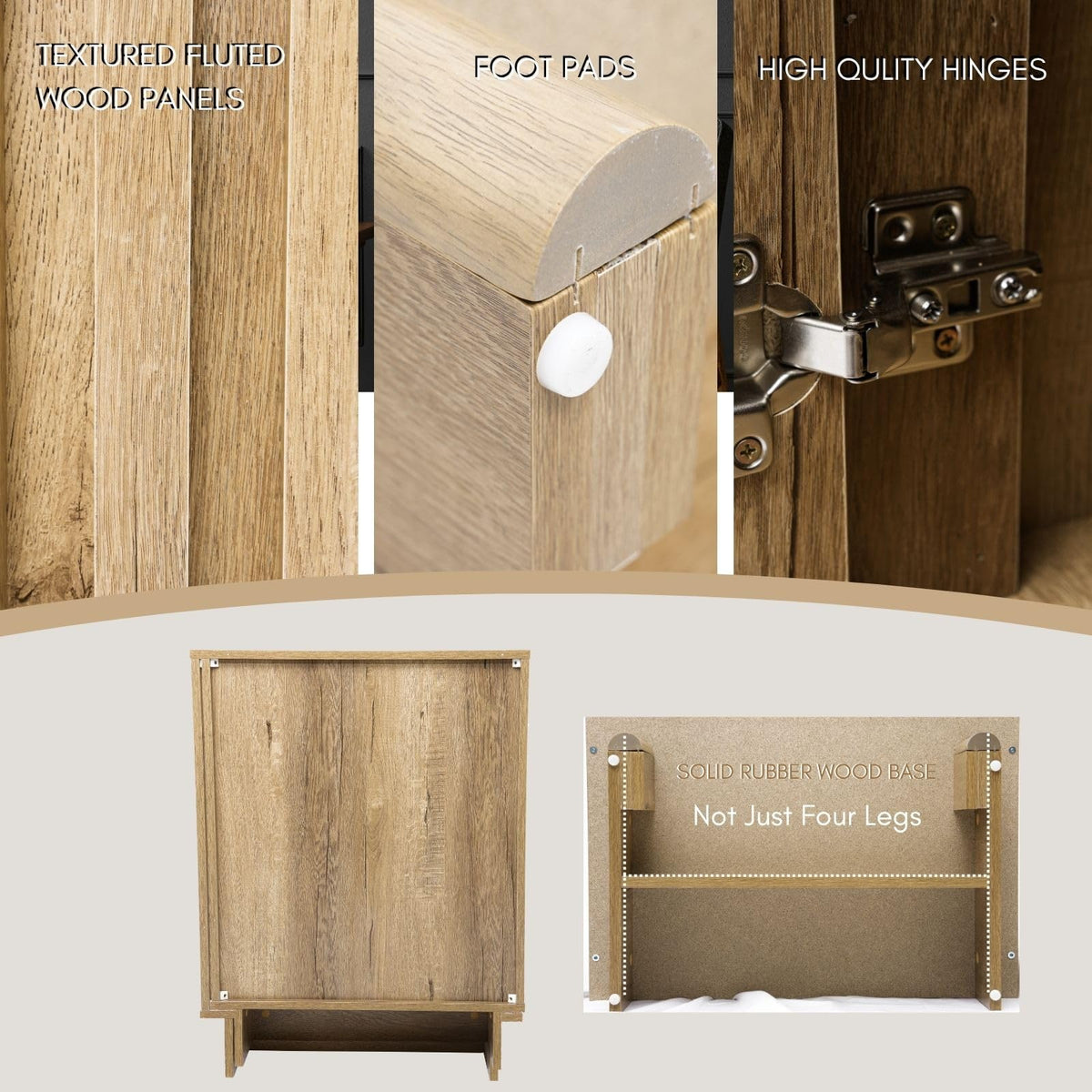 Brown Oak Fluted Sideboard Buffet Cabinet R749