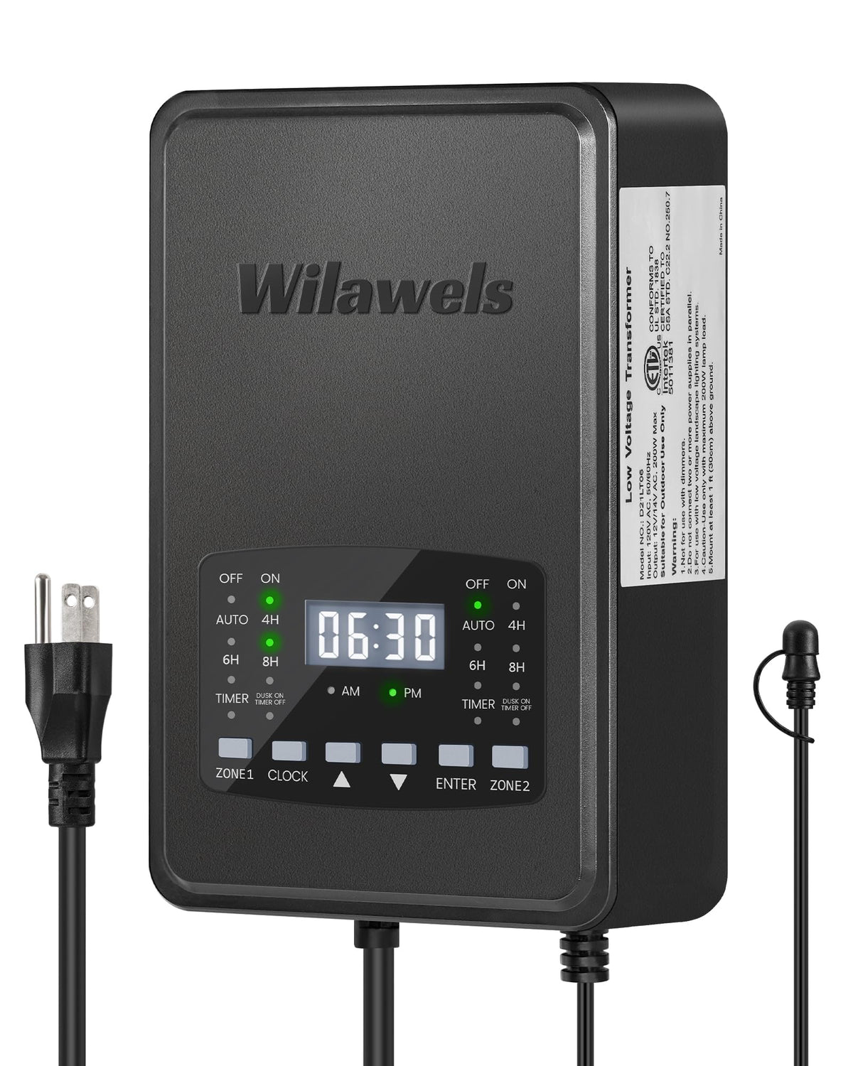 200W Low Voltage Landscape Transformer with Timer & Photocell Sensor H45244