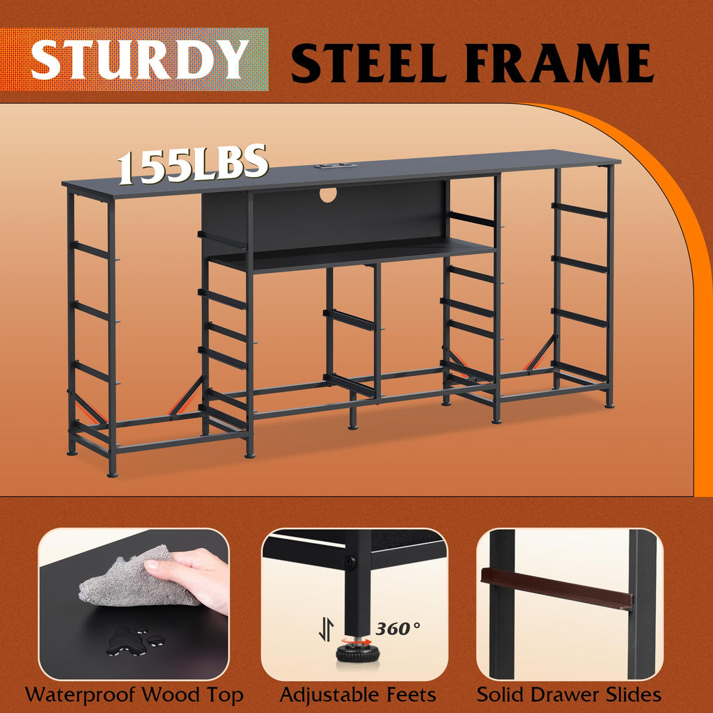 Black 12 Drawer LED Dresser TV Stand N621