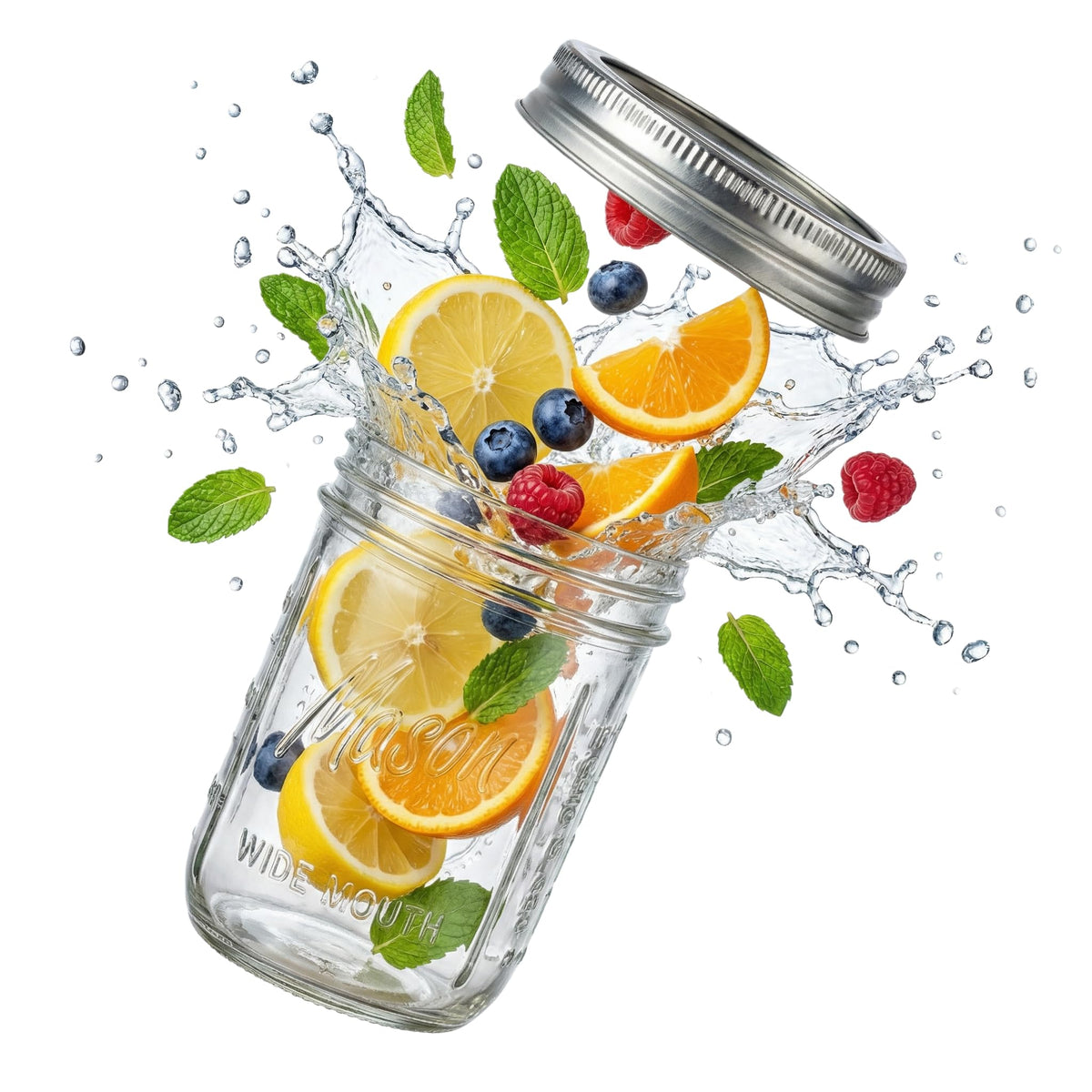 12 Pack 16 oz Wide Mouth Glass Mason Jars with Lids W616579