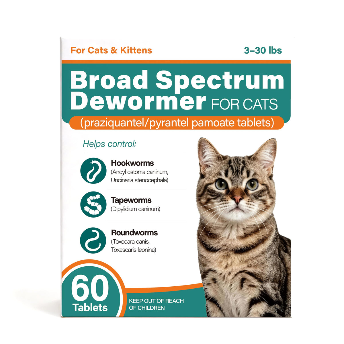 Broad Spectrum Cat Dewormer Tablets 60 Count G760