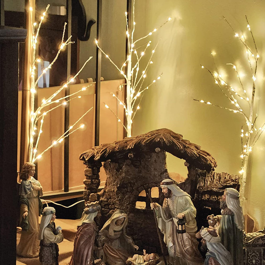 Lighted Birch White Tree Branches 33IN 180LED with Timer F638130