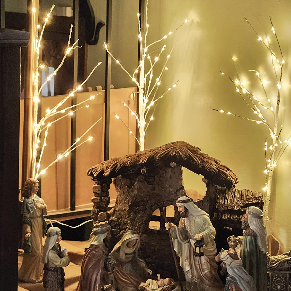 Lighted Birch White Tree Branches 33IN 180LED with Timer F638130