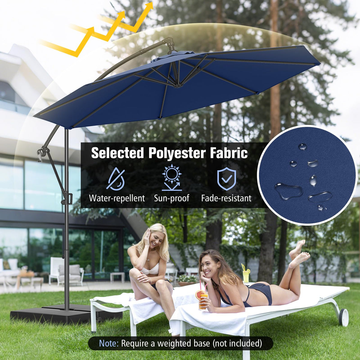 10 FT Navy Offset Cantilever Umbrella T73358