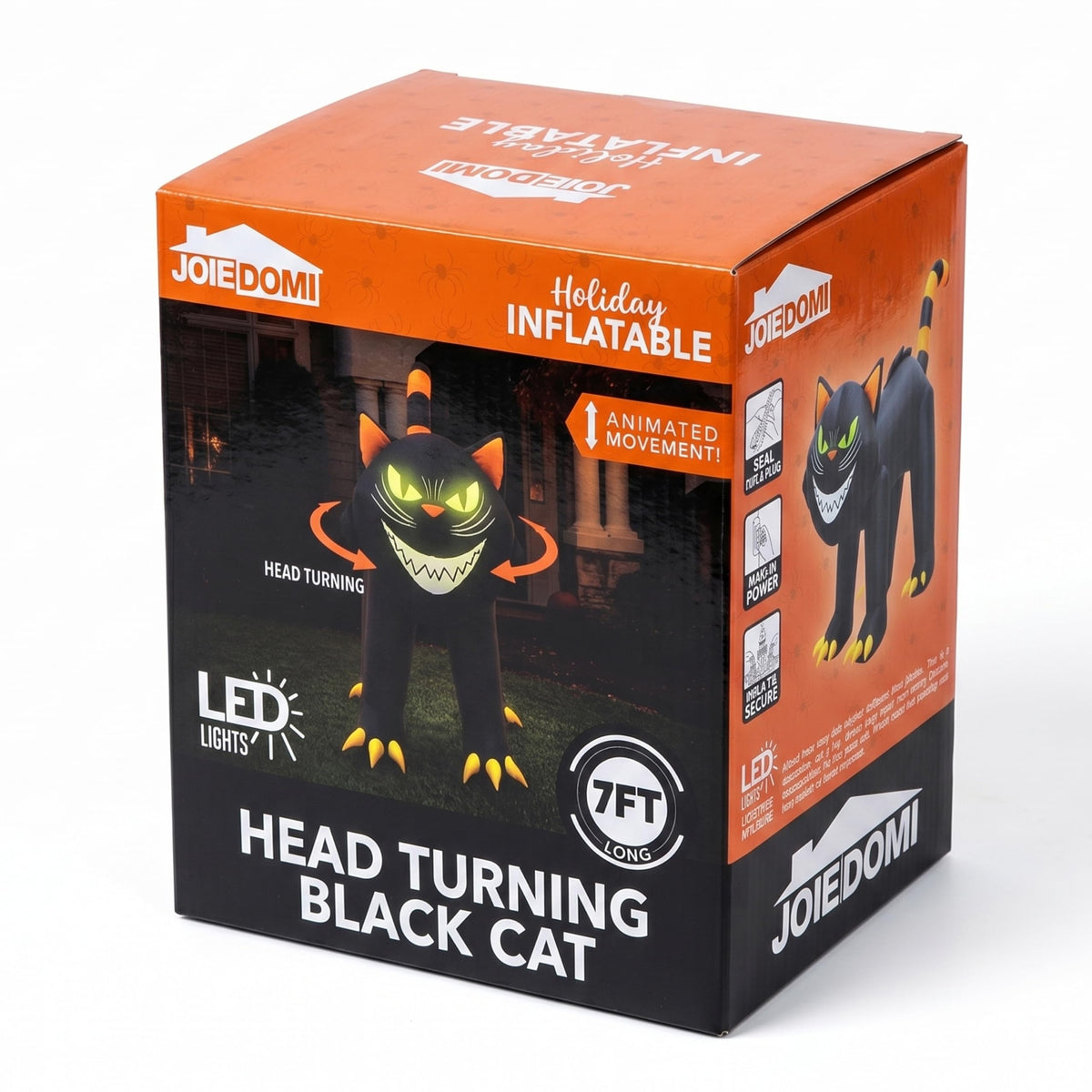 7 ft Black Cat Inflatable with LED Lights W964