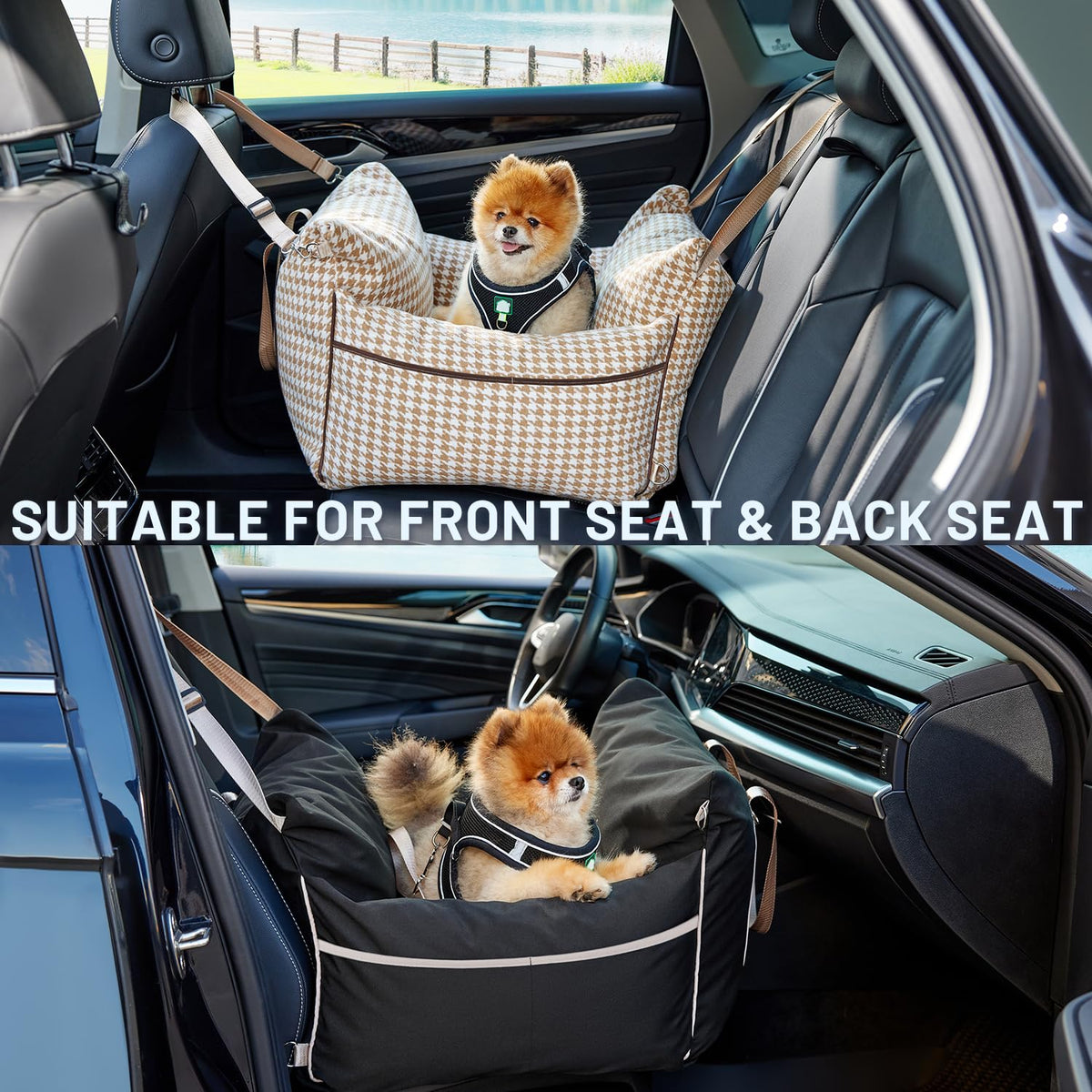 Waterproof Dog Car Seat with Safety Leash, Black K1422