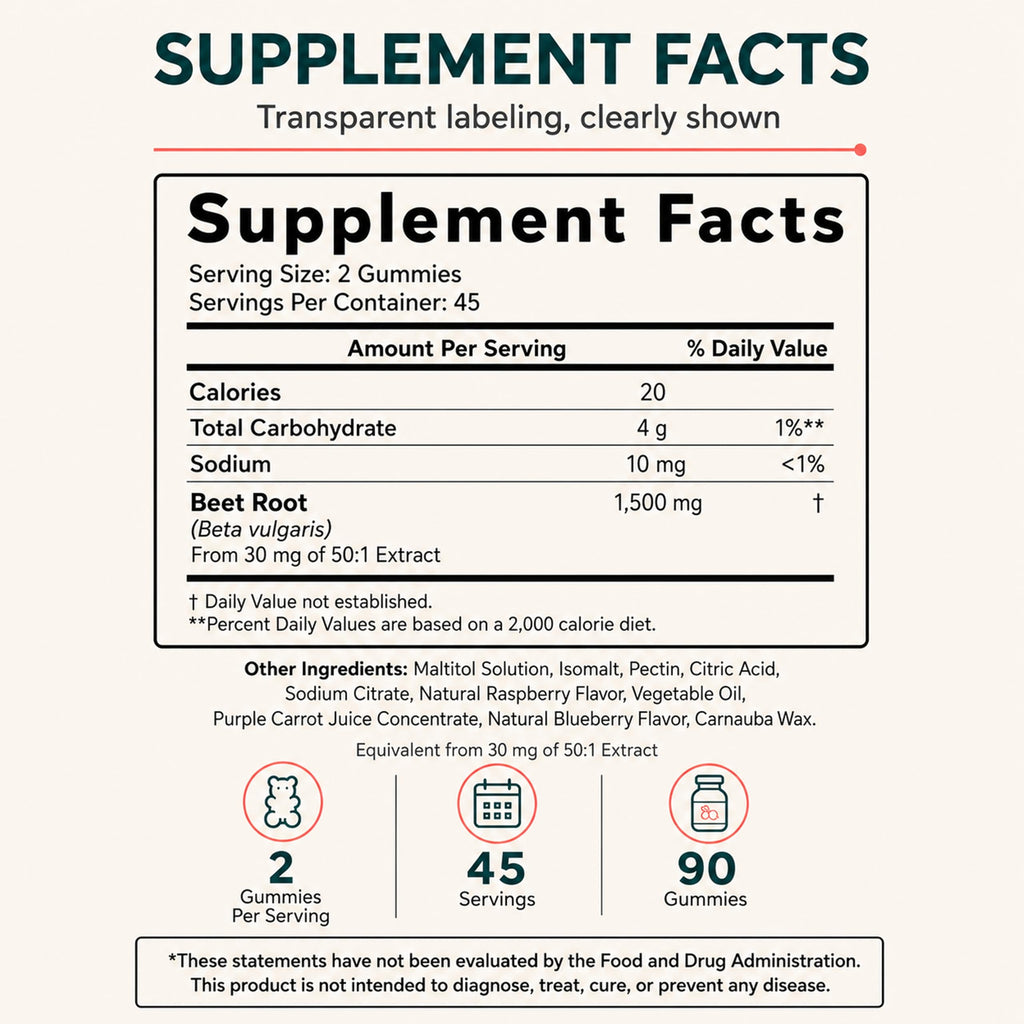 Sugar-Free Beet Root Gummies 90 Chews N6269