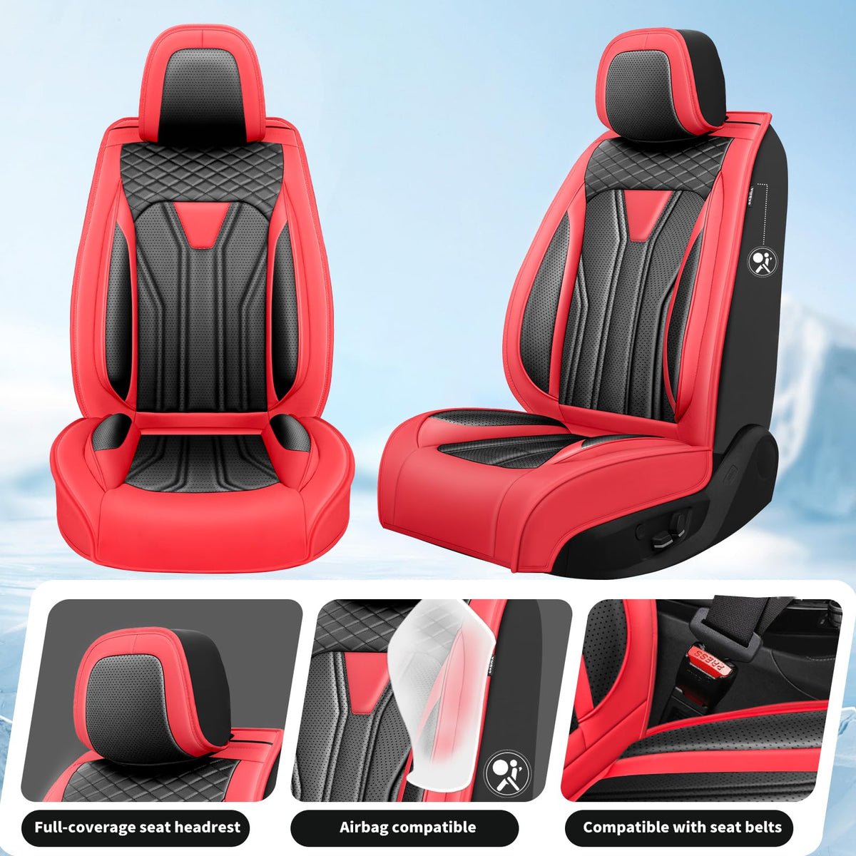 Red & Black Car Seat Covers X764