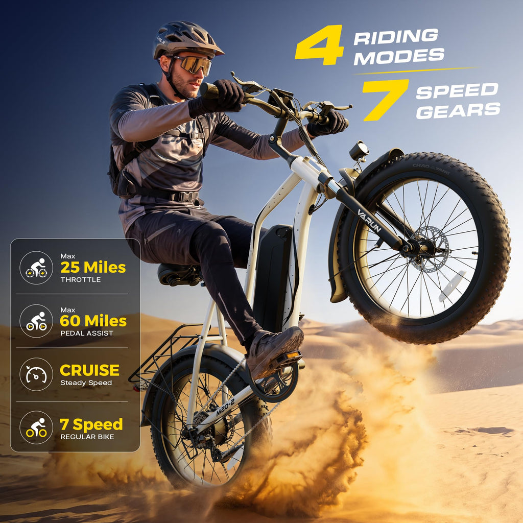 1000W Peak Motor 60+ Miles Fat Tire Electric Bike with 48V 13Ah Removable Battery U312393