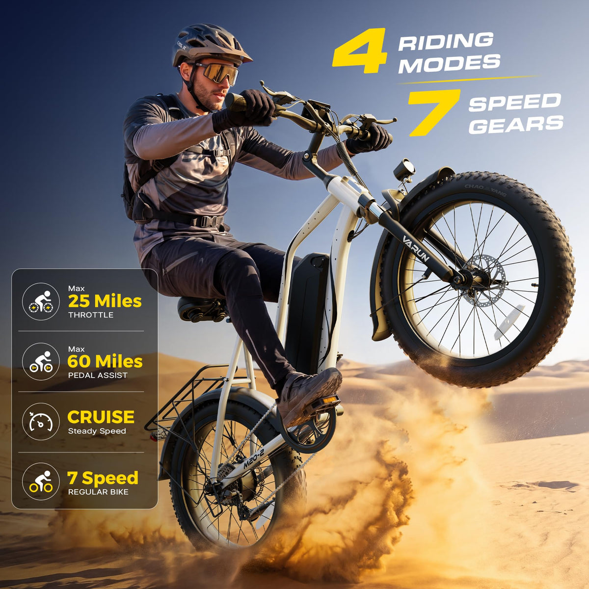 1000W Peak Motor 60+ Miles Fat Tire Electric Bike with 48V 13Ah Removable Battery U312393