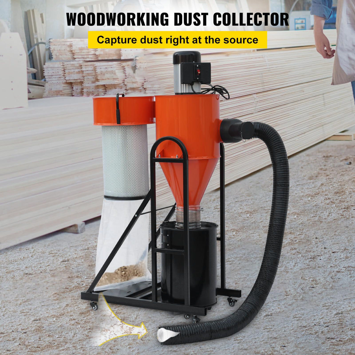 2 HP Portable Dust Collector with 39 Gallon Collection Bag Z911567