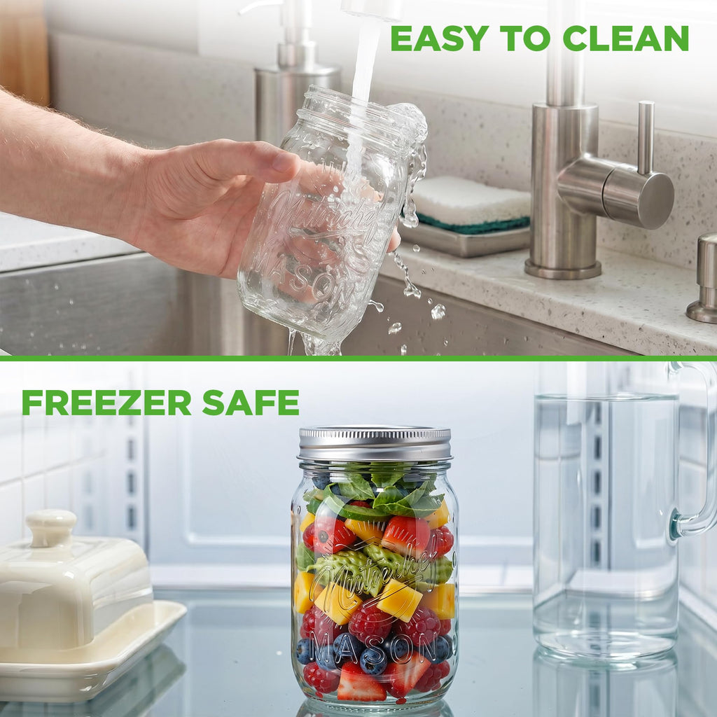 8-Pack 16 oz Glass Mason Jars with Lids T569