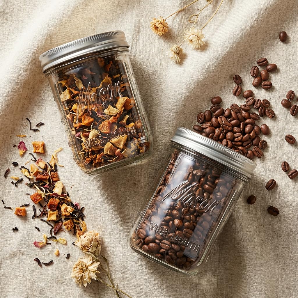 12 Pack 16 oz Wide Mouth Glass Mason Jars with Lids W616579