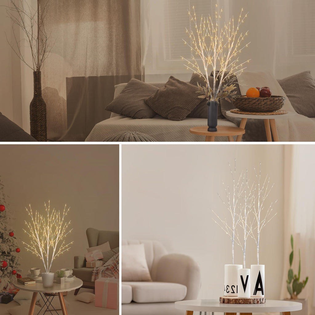 Lighted Birch White Tree Branches 33IN 180LED with Timer F638130