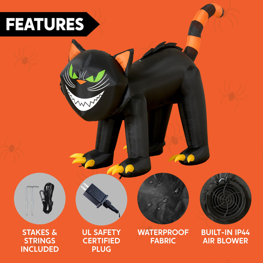 7 ft Black Cat Inflatable with LED Lights W964
