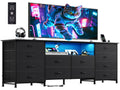 Black 12 Drawer LED Dresser TV Stand N621