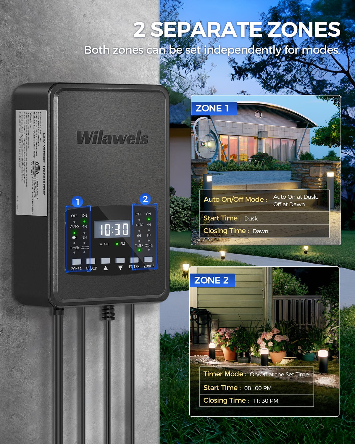 200W Low Voltage Landscape Transformer with Timer & Photocell Sensor H45244
